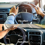 Suede Leather Steering Wheel Cover Wrap Kit - DIY Stitch-On for 15-16" Wheels, Superior Sweat Absorption & Non-Slip Grip, Comfortable & Durable Year-Round Upgrade
