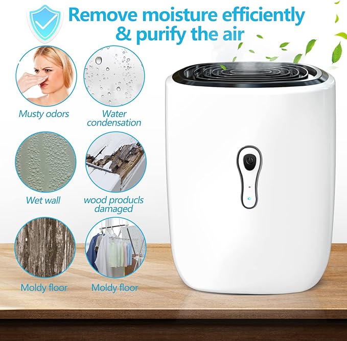 Dehumidifiers for Home 27oz(800ml) Small Auto Shut off Dehumidifiers with Drain Hose,Portable Ultra Quiet Mini Dehumidifier