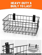 AZUNO 4 Pack Slatwall Baskets Set, Heavy Duty Metal Slat Wall Accessories Wire Baskets, Hanging Storage Organizer for Garage,