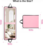 LPHUMEX Foldable Full Length Mirror Pink with Black Handles, 13x33 Portable Folding Body Mirror for Dance, Festival, Travel