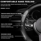 Car Breathable Steering Wheel Cover, Carbon Fiber Wear-Resistant D Shape Steering Wheel Protector for Comfy Grip, Universal N