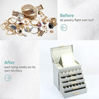 BOOVO Jewelry Boxes for Women, White and Black 6 Layer Large Jewelry Box for Necklace, Bracelet, Earrings, Rings Storage, Jew