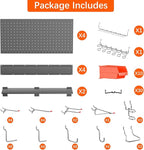 TORACK Metal Pegboard with Peg Board Hooks, Tools Storage Pegboard with Pegboard Hooks, Wall Mounted Storage Bins, Shelves, T