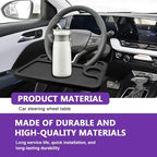 Car Steering Wheel Desk Tray for Laptop and Eating 2 in 1 Multipurpose Travel Accessory with Drink and Pen Holder Compatible with Most Vehicles