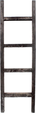 BARNWOODUSA Rustic Decorative Ladder - 100% Upcycled Wood (48" x 12" x 1.5", Smoky Black)