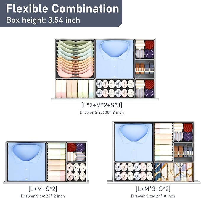 DIMJ Drawer Organizer Clothes, 28 Pack Dresser Organizer, Foldable Closet Organizers and Storage, Fabric Dresser Bins, Drawer