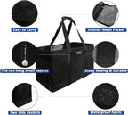 MHOMER Reusable Grocery Bags Extra Waterproof Large Utility Tote Bag with Carrying Handles Foldable Shopping Bags for Storage Space Saving Reinforced Bottom Durable Oxford Fabric Black
