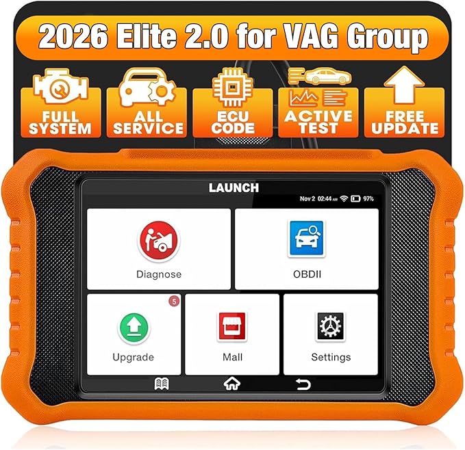 2026 LAUNCH Creader Elite V2.0 OBD2 Scanner for VW Audi Skoda Seat, Full Systems Bi-Directional Scan Tool for VAG Vehicles,
