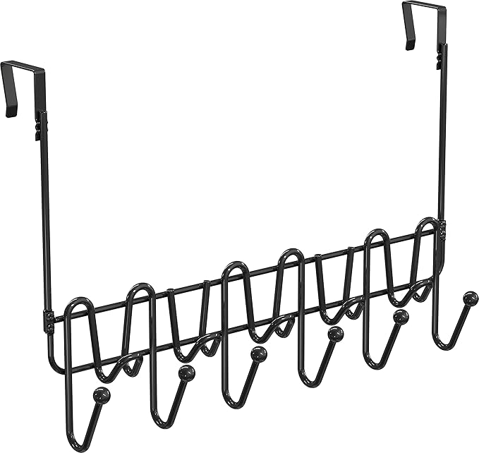 Deco Brothers Over The Door Hook Organizer with 11 Hooks, Black