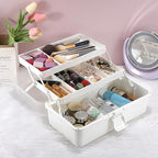 BTSKY 3-Layer Plastic Dividing Storage Box Craft Organizer with Adjustable Spacers Portable Handled Art Supply Organizer Mult