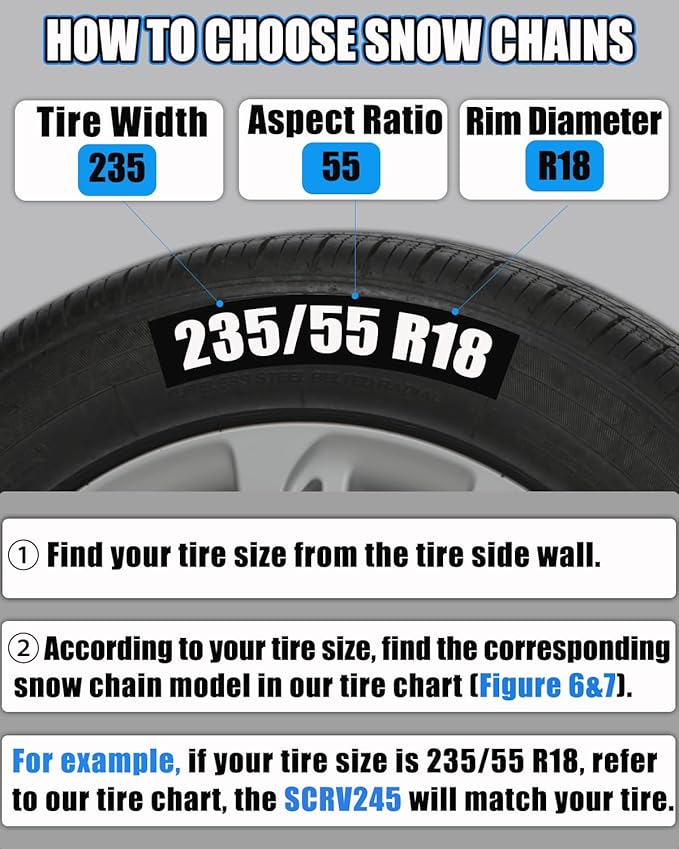 Snow-Chains Easy Install Tire-Chains, One-Pull Fit Heavy-Duty Tire Snow Chains for Pickup Trucks & SUVs Off-road, Emergency T