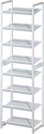 8 Tier Narrow Shoe Rack, Stackable Metal Shoe Storage, Holds 16-20 Pairs, Vertical Shoe Organizer for Garage Closet Entryway,