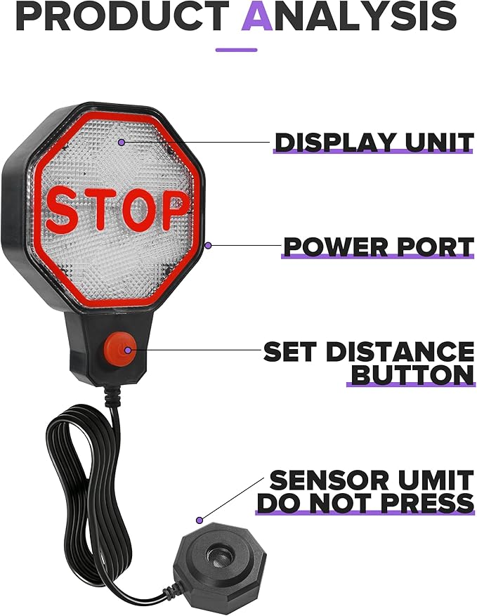 Garage Parking aid,Car Accessories Parking Stopper for Garages,Adjustable Garage Parking Sensor Aid with with LED Display,Suitable for Cars,SUVs,Pickups,and Different Garages Depths