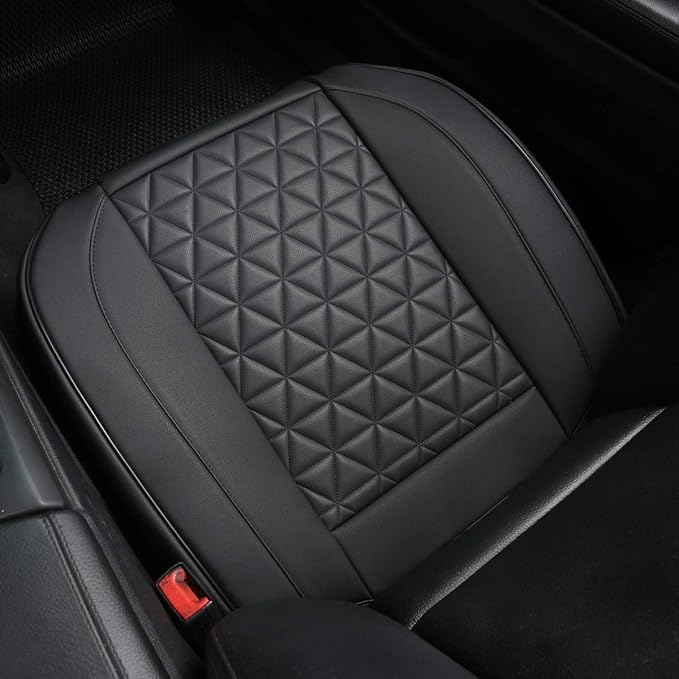 Black Panther Luxury Faux Leather Car Seat Cover Front Bottom Seat Cushion Cover, Anti-Slip and Wrap Around The Bottom, Fits 