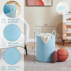 Laundry Basket,Woven Cotton Rope Laundry Hamper,40L for Decor Storage of Dirty Clothes,Toys and Blankets in Bathroom,Baby Roo