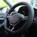 Leather Steering Wheel Cover Compatible with Volkswagen VW Tiguan Atlas ID.4 Taos Golf Passat Jetta Polo Beetle Touareg Cross