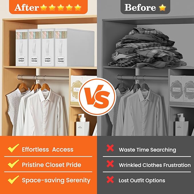 WOWBOX Sheet Organizers and Storage,Closet Bed Sheet Organizer Under Bed Storage and Organization with Label Cards & Clear Wi