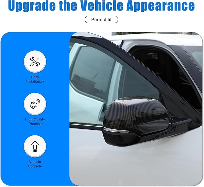 2PCS Side Door Mirror Cover for Toyota Tundra 2022-2025/ Sequoia 2023-2025, Car Exterior Rear View Mirror Housing Protector Cover Cap Self-adhesive Accessories ABS (with turn signal lights)