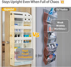 Over The Door Organizer with 5 Shelves, 9 Compartment + 10 Side Pocket, Sturdy Oxford Cloth, Supports 90 lbs, Heavy-Duty Behi