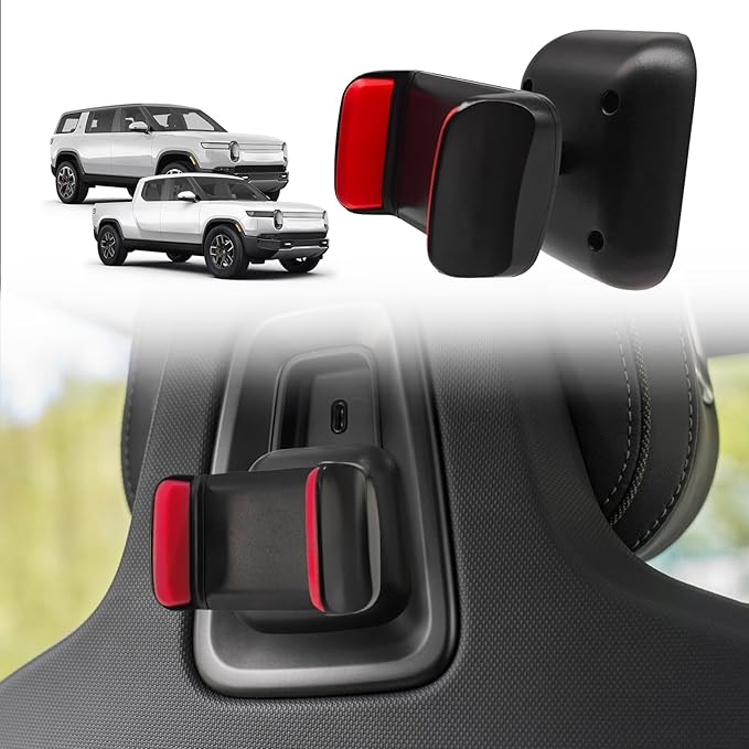 BestEvMod Seat Back Second Row Anchor 1/4 Screw Mount Phone Holder Tablet Mag Safe Compatible with 2022-2025 2026 Rivian R1T&R1S Backseat fits All Phones&Android 360° Adjustable (Phone Holder)