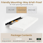Fun Memories 55 Inch Floating Shelves in White, 9.3 Inch Deep Floating Shelf for Bathroom Living Room Kitchen, Rusitc Wall Mo