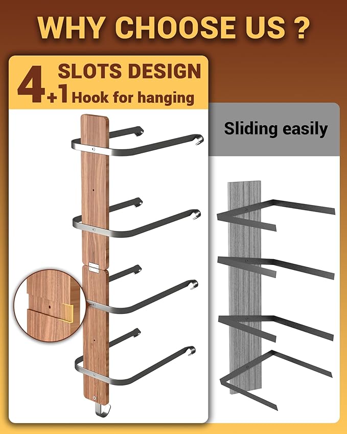 Midukit Cowboy Hat Rack for Wall, Cowboy Hat Holder for 4 with Hooks,Wooden Rustic Metal Hanger for Wall with Pine Board,West