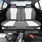 Coverado Rear Seat Covers, White Car Seat Cover, Back Seat Cover, 3-Pieces Luxury Car Seat Cushion, Leather Seat Cover Seat P