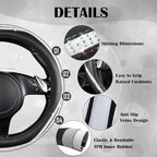 CAR PASS Bling Diamond Black Leather Steering Wheel Cover, Studded Crystal Rhinestones Universal Fit 14" 1/2-15" Glitter for Women Sparkle Girl Fit Suvs,Vans,Sedans,Car,Trucks, Multicolor Diamond