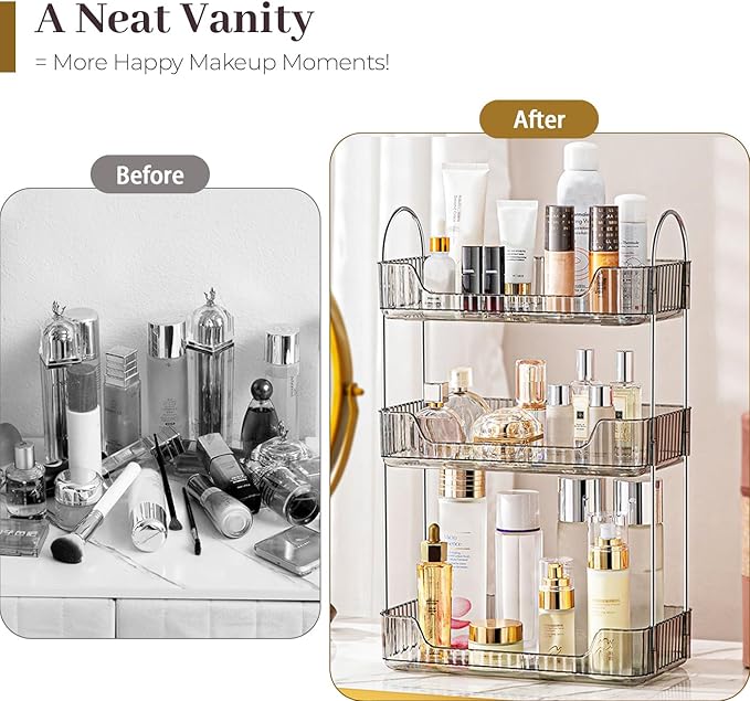 Aveniee Bathroom Counter Organizer, 3 Tier Perfume Skin Care Countertop Storage Shelf, Vanity Makeup Tray for Cosmetic Skinca