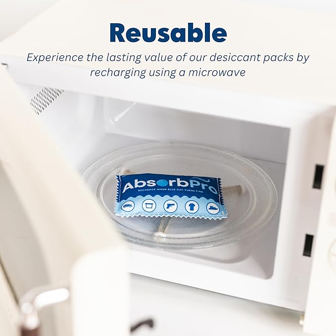Rechargeable Dehumidifier Bag 5-Pack - 100g Reusable Moisture Absorbers - Silica Gel Packets for Bins, Totes, Gun Safe, Food
