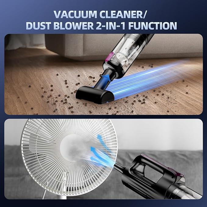 Cordless Handheld Vacuum Cleaner, 18000Pa 2 in 1 Car Vacuum Cleaner&Air Duster, 130W Brushless Motor with 7800mAh Battery, LE