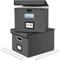 Huolewa File Organizer Boxes with Lids, Linen Office Document Storage Boxes, Filing Boxes, Decorative Small File Boxes for Ha