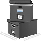 Huolewa File Organizer Boxes with Lids, Linen Office Document Storage Boxes, Filing Boxes, Decorative Small File Boxes for Ha