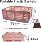 20L Foldable Crates, 4Pack Plastic Baskets for Home and Office,Plastic Folding baskets,Collapsible Crates for Chrismas Gifts,