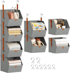 Homsorout Hanging Closet Organizer 4 Tier - Clothes Hanging Shelves, Space-Saving Closet System, Fabric Storage Bins Bedroom 