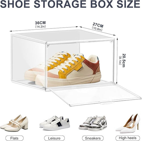 1 Pack Clear Shoe Boxes Size 11 Shoe Storage Organizer for Closet Stackable Shoes Rack Handbag Organizer Plastic Sneaker