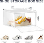 14 Pack Clear Shoe Boxes Size 12 Shoe Storage Organizer for Closet Stackable Shoes Rack Handbag Organizer Plastic Sneaker Sto