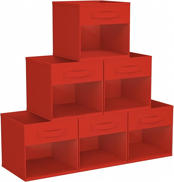 DIMJ Storage Cubes, Cube Storage Bin, 6 Pack Foldable Baskets with Window, Closet Storage Bins with Handle, 11x 11 inch Stora