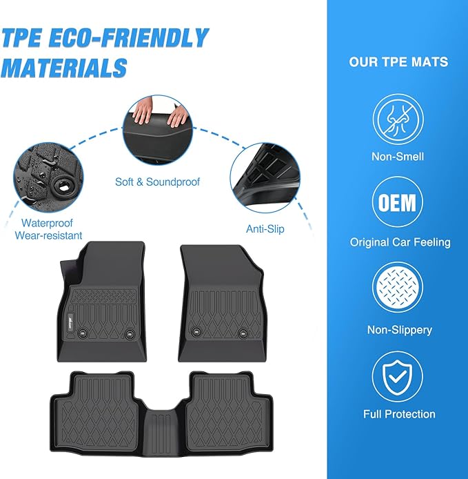 Nilight TPE Floor Mats for Chevy Cruze 2016 2017 2018 2019 2020 (Not for 2016 Limited and LT),All Weather Custom Fit Heavy Duty Floor Liners