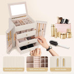Dajasan Large Jewelry Box Organizer, Jewelry Storage Organizer with 3 Drawers, Huge Jewelry Box with Mirror for Women Girls, 