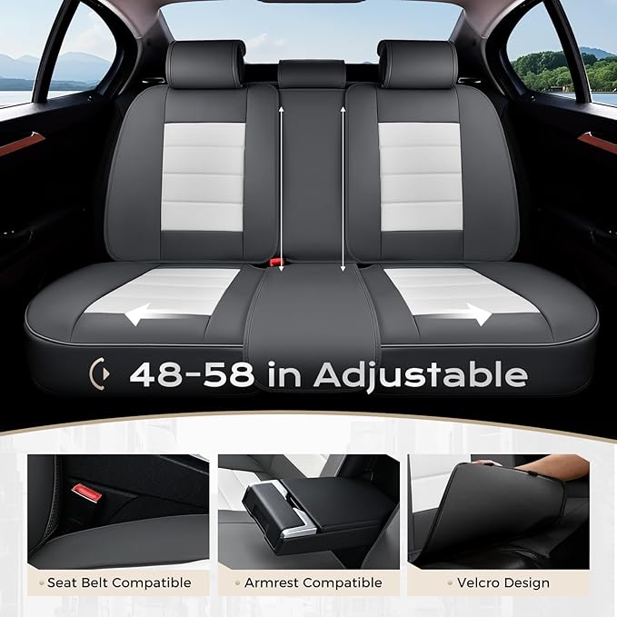 Coverado Car Seat Covers Full Set, Seat Covers for Cars, Front Seat Covers and Back Seat Cover Waterproof Leather Automotive 
