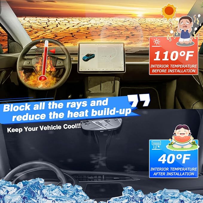 Windshield Sun Shade for 2022-2025 2026 Kia Carnival Accessories Thicken 6-Layer Front Window Sunshade Cover Sun Visor Protector Foldable Block UV Rays Keep Vehicle Cool