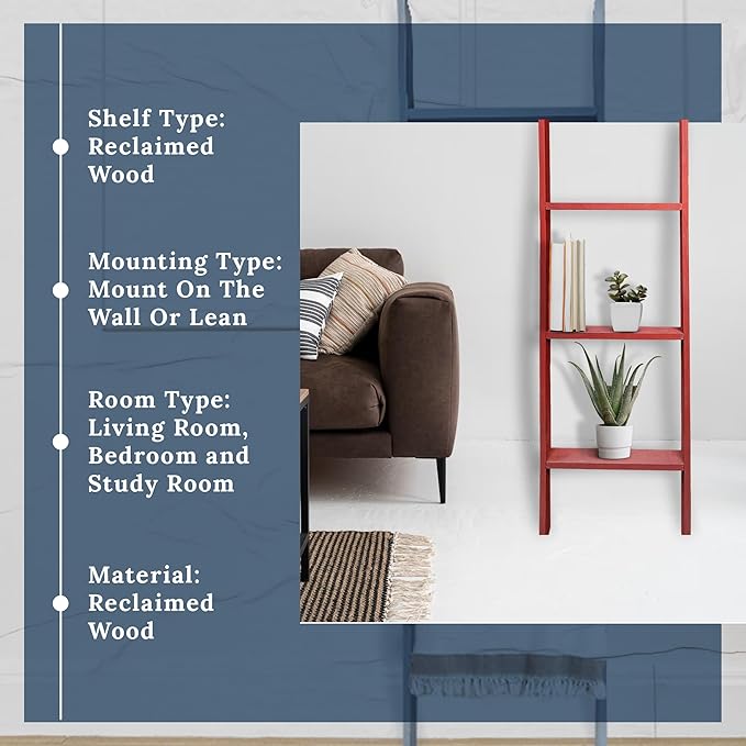 BARNWOODUSA Throw Blanket Ladder – Fully Assembled Reclaimed Wood – Rustic Decorative Ladder for Towels, Quilts, & More – Per