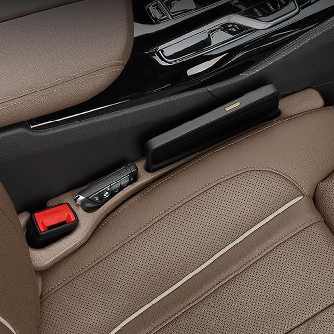Car Seat Gap Filler Organizer Universal for Car SUV Truck Accessories Seat Gap Plug Blocker with Storage Slot Brown 2 Pack