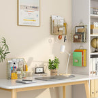 Yuzehuaza Wall File Organizer Mesh Hanging Wall Files Holder,Magazine Rack and Mail Basket with Hooks, Office Wall Organizer 