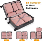 8 Set Compression Packing Cubes for Travel, Waterproof Luggage Organizers, Suitcase Organizer Set for Carry-On & Checked Bagg