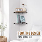 Fun Memories Corner Shelf Wall Mount, Floating Corner Shelves, Set of 2 Corner Wall Shelf Organizer, Rustic Wood Wall Storage