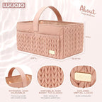 Luxurious Baby Diaper Caddy, Nursery Storage Basket for Newborn Boy and Girl, Travel Baby Basket for Diapers Baby Wipes, Orga