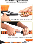 EcoNour 43" Ice Scrapers for Car Windshield | 3 Parts Detachable Telescopic Snow Brush for Car, Trucks, SUV | Long Snow Scraper with Brush | Car Winter Accessories