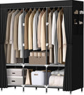 LOKEME Wardrobe Closet,Portable Closet for Bedroom Steel Pipe Diameter 19mm Strong and Sturdy Black Portable Closets for Hang
